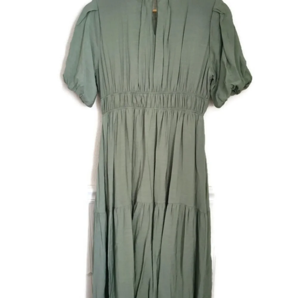 Sage Romantic Cottagecore Peasant Maxi Dress Sz. M No Flaws - Picture 4 of 4